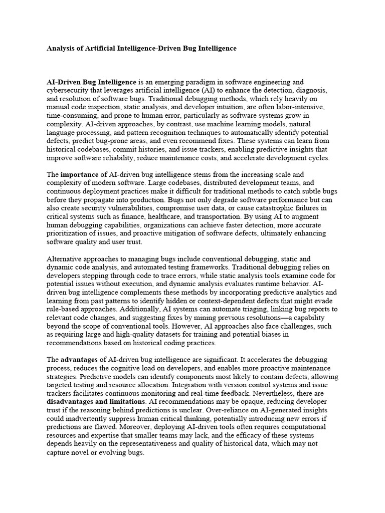 Analysis of Artificial Intelligence | PDF | Software Bug | Artificial ...
