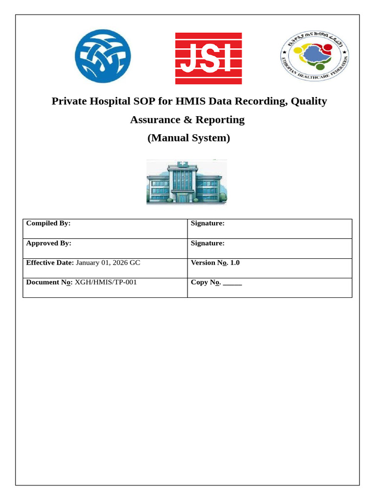 SOPs HMIS Data Recording, QA & Reporting Manual System Private Hospital ...