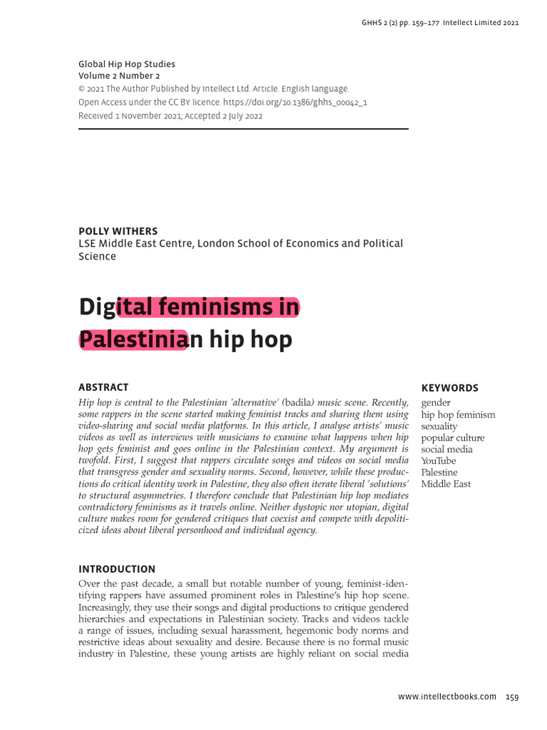 ADigital Feminisms in Palestinian Hip Hop | PDF | Gender Studies | Feminism