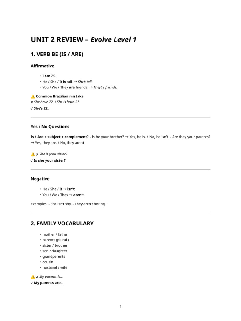 Unit 2 - Evolve Level 1 - One Page Review (Printable) | PDF