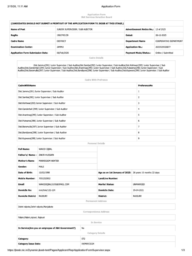 Junior Supervisor | PDF