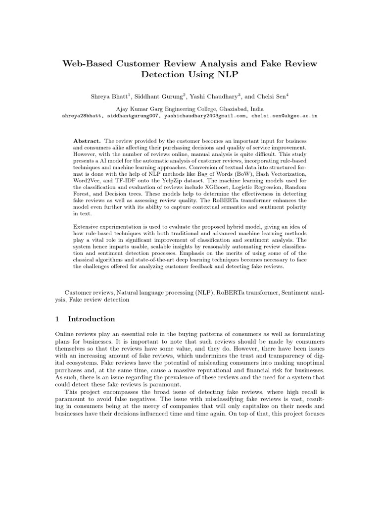 Fake Review Conference Paper | PDF | Machine Learning | Statistical ...