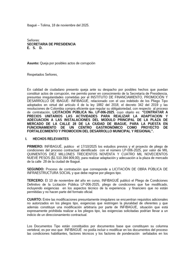 Queja | PDF | Corrupción política | Justicia