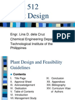 CHE 512 Plant Design Guidelines Format Up To Equipment Design