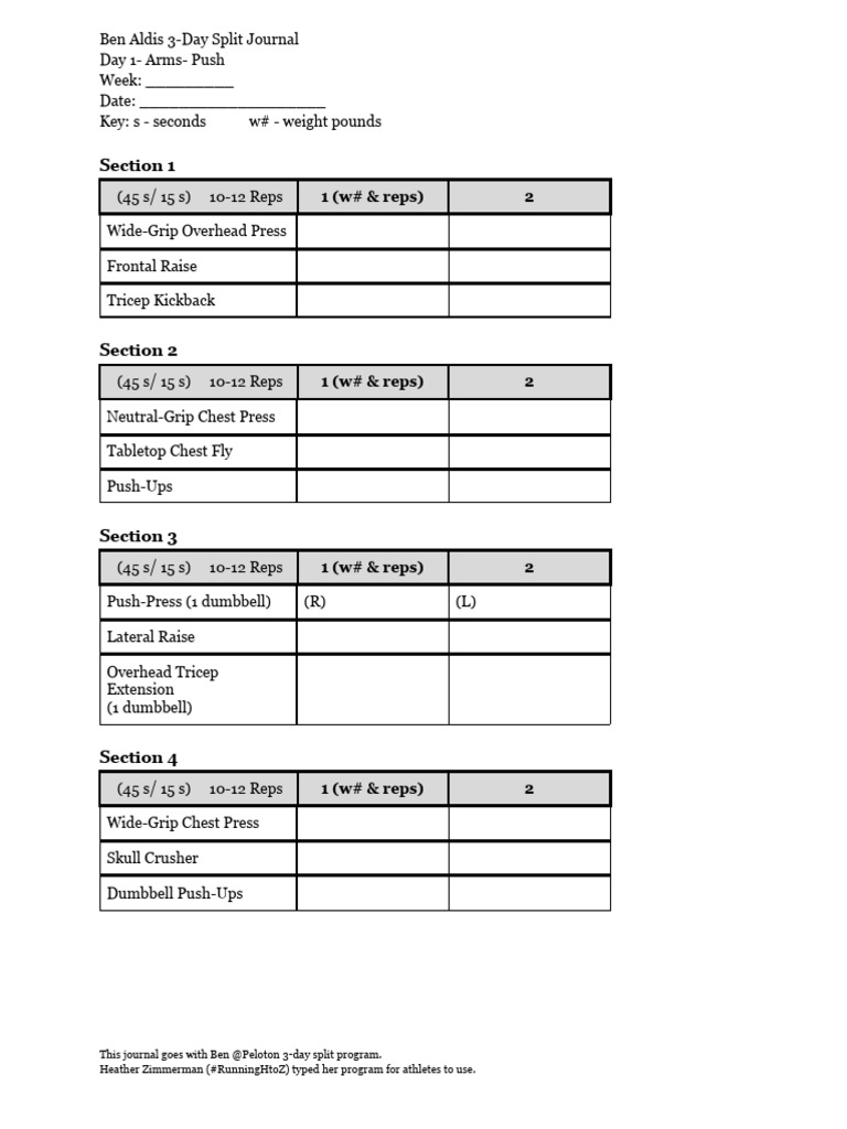 Ben Aldis 3-Day Split Journal | PDF