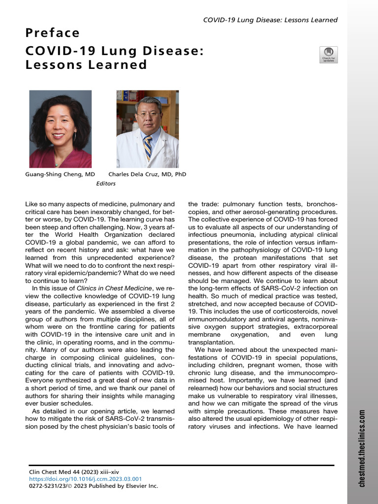 COVID 19 Lung Disease Lessons Learned 2023 Cme | PDF | Respiratory ...