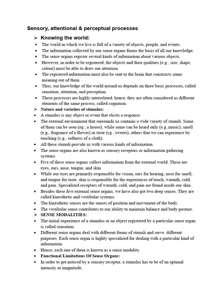 Sensory, Attentional & Perceptual Processes | PDF | Senses | Perception