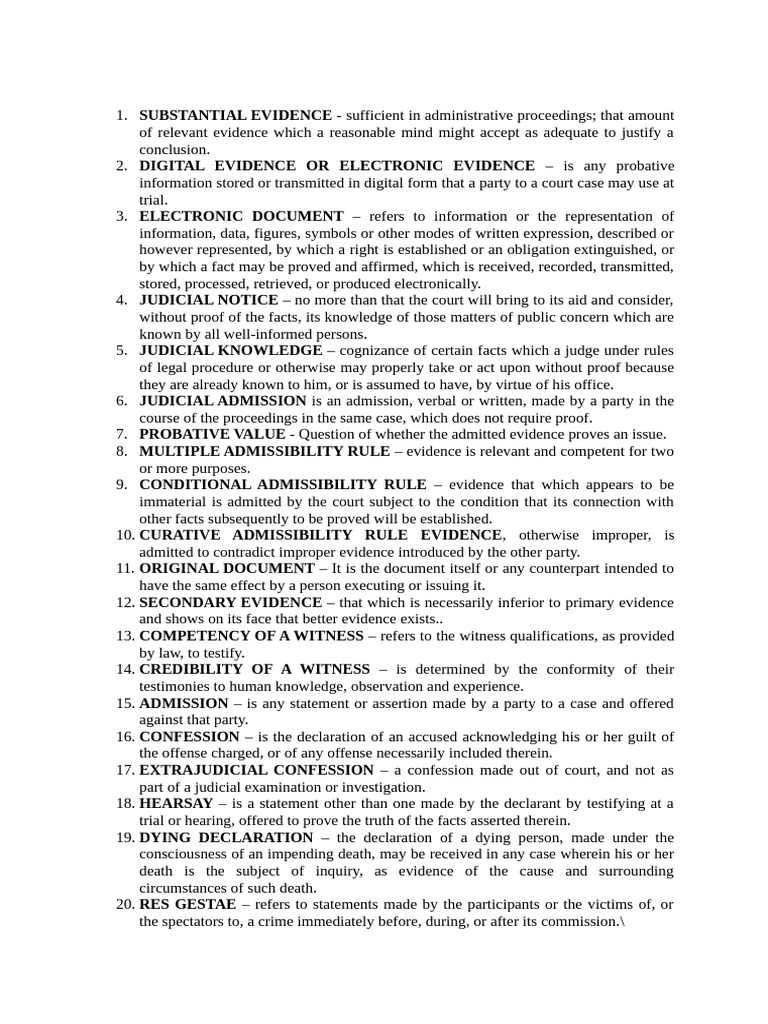 Crim Law and Jurisprudence TERMINOLOGIES | PDF | Witness | Evidence (Law)