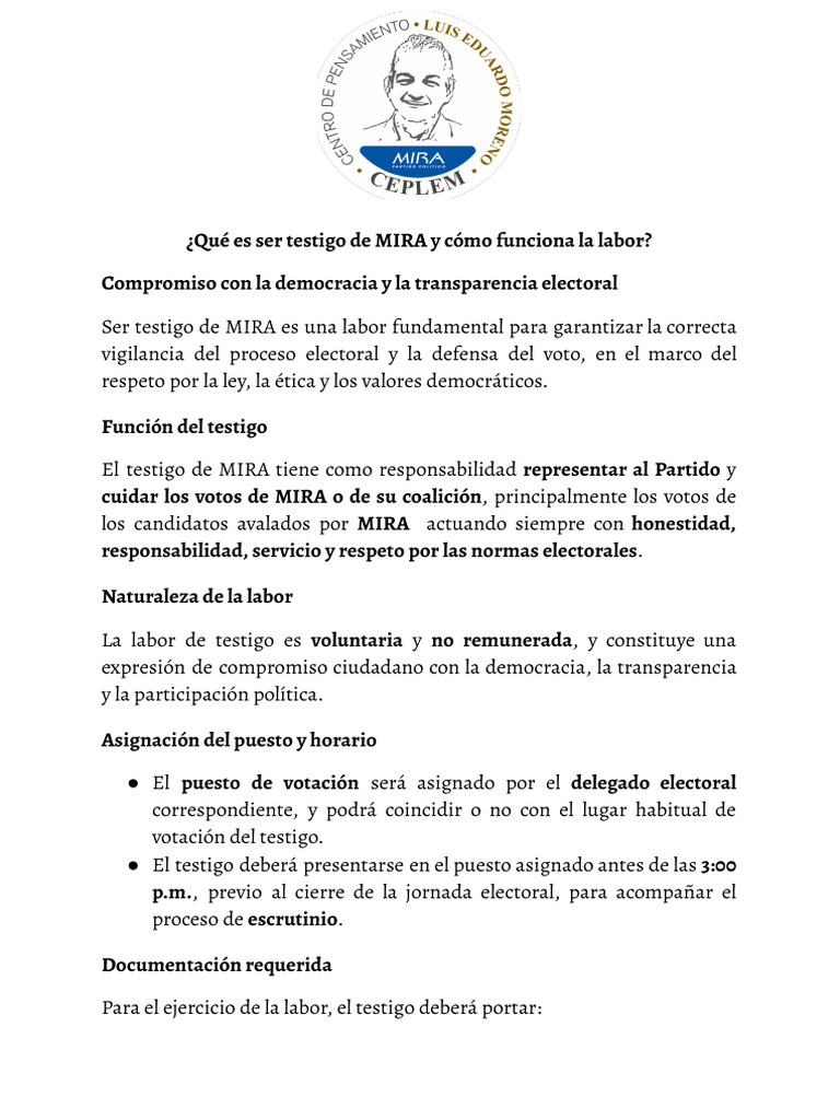 1 - ¿Qué Es Ser Testigo de MIRA y Cómo Funciona La Labor | PDF