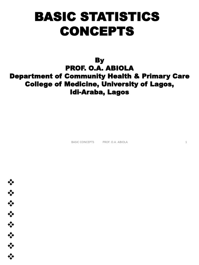1.0 Basic Statistics-Basic Concepts | PDF | Statistics | Sampling ...