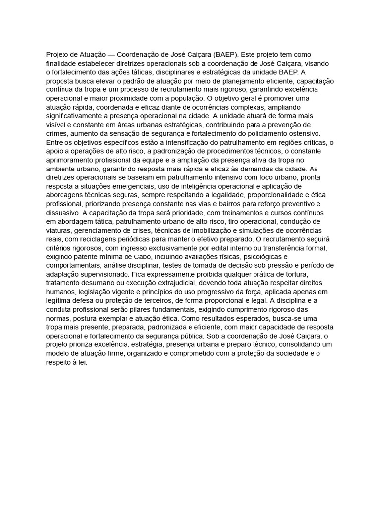 Projeto Baep | PDF | Planejamento