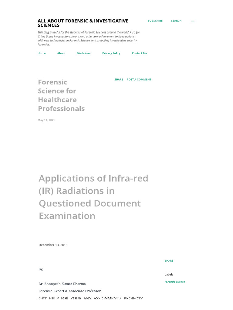 Applications of Infra Red IR Radiations in Questioned Document ...