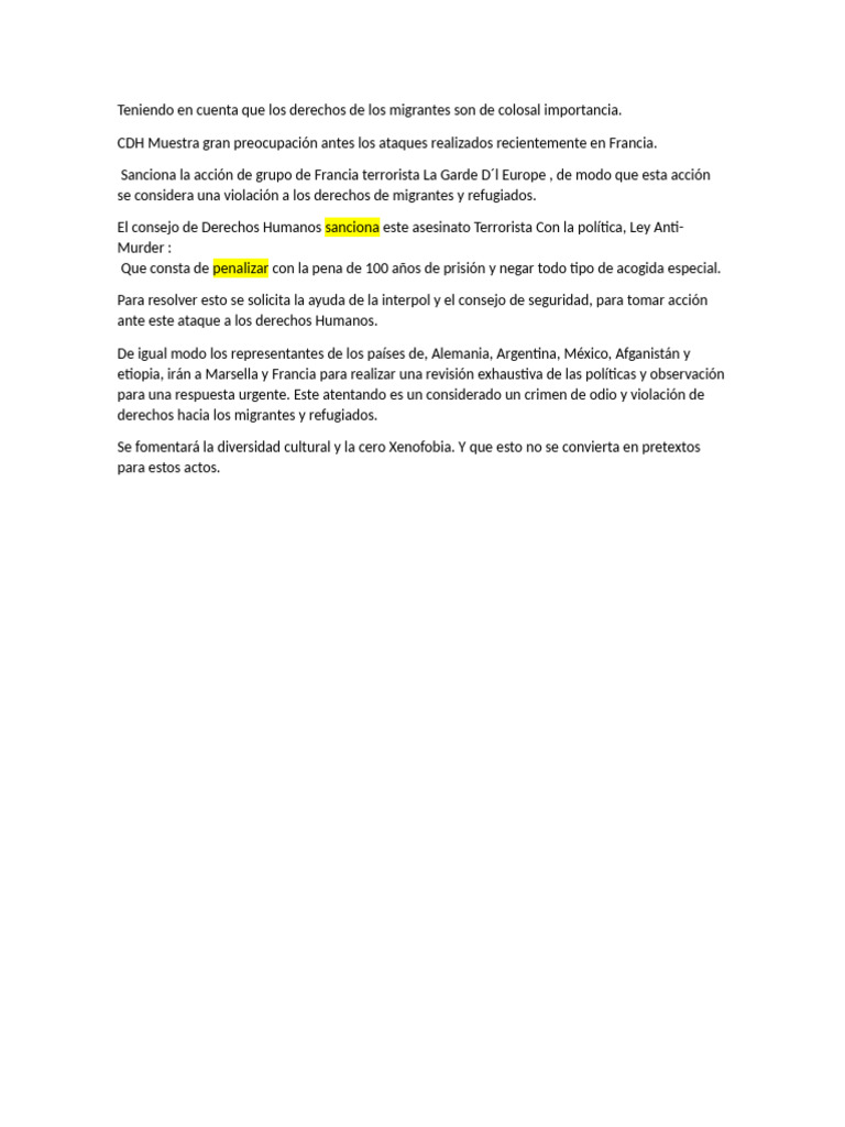 Teniendo en Cuenta Que Los Derechos de Los Migrantes Son de Colosal ...