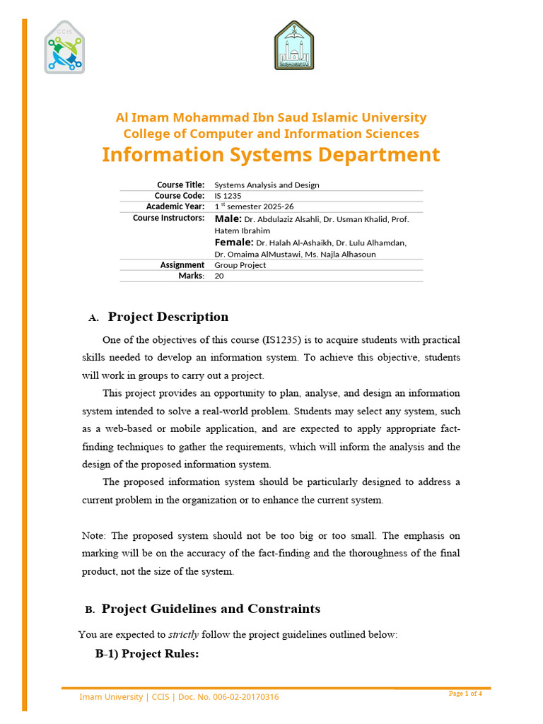 Project Description IS1235 3 Tagged | PDF | Use Case | Systems Engineering