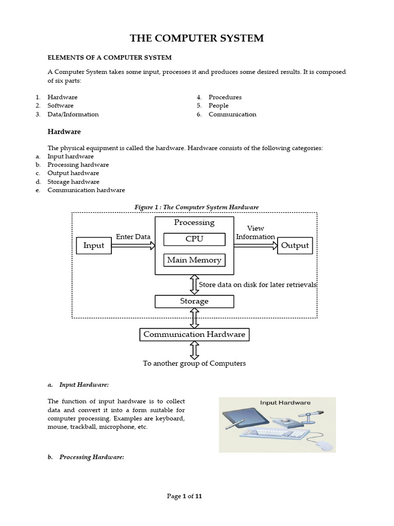 Handout # 1 - The Computer System | PDF | Usb | Computer Data Storage