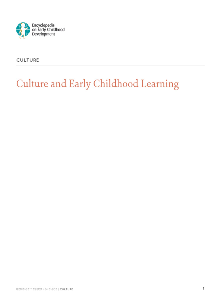 Culture and Early Childhood Learning | PDF | Learning | Cognition