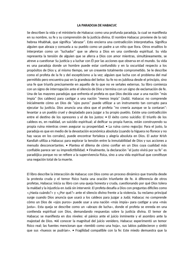 La Paradoja de Habacuc | PDF | Fe | Dios