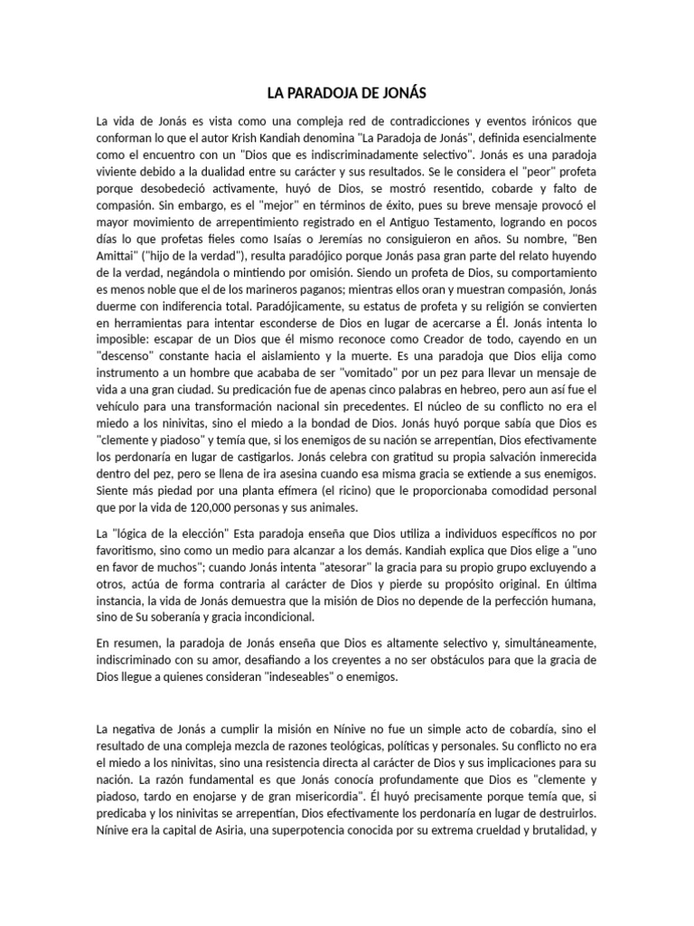 La Paradoja de Jonás | PDF | Jonás | Amor