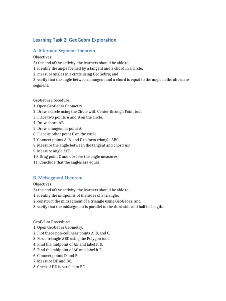 Learning Task 2 GeoGebra | PDF