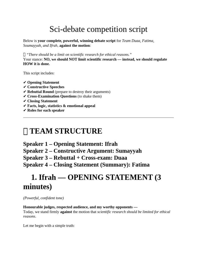 Sci-Debate Competition Script | PDF | Artificial Intelligence ...