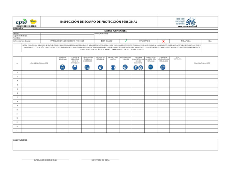 Check List - EPP Básico | PDF