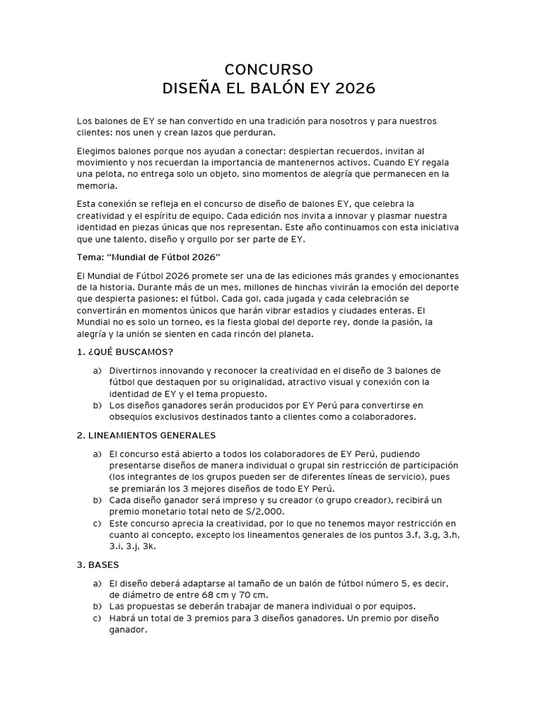 Bases - Concurso Diseña El Balón Ey 2026 | PDF | Asociación de Futbol