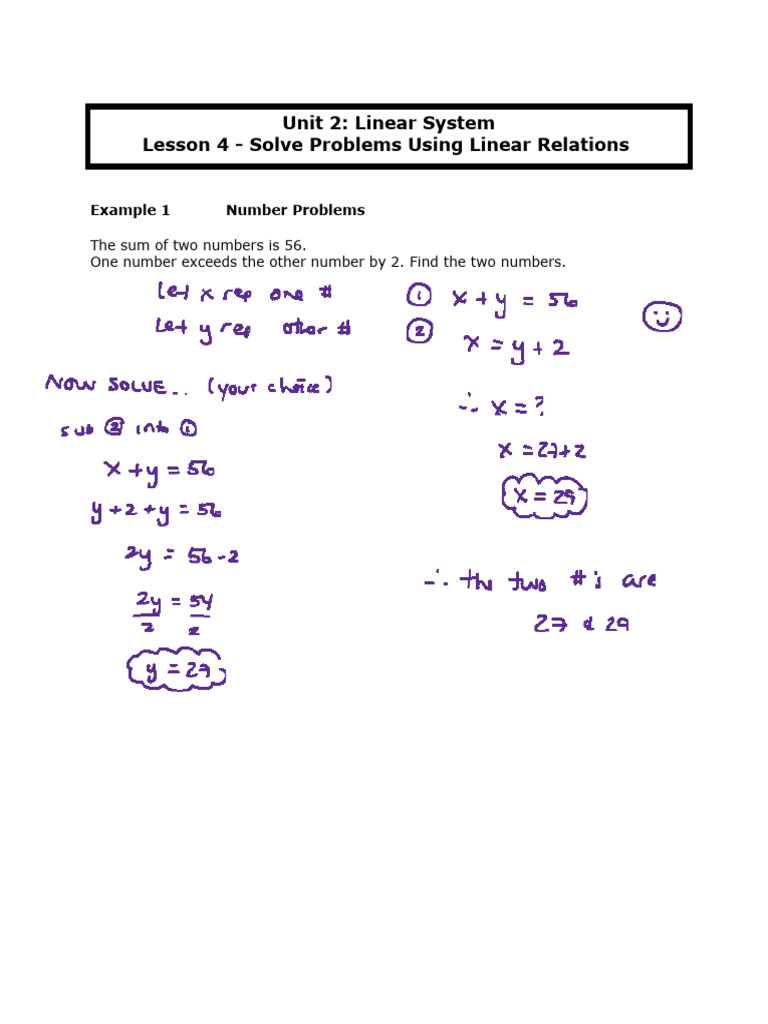 Lesson 4 - Solutions | PDF | System Of Linear Equations | Speed