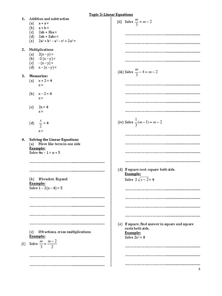 Solving Linear Equations Guide | PDF | Teaching Methods & Materials ...