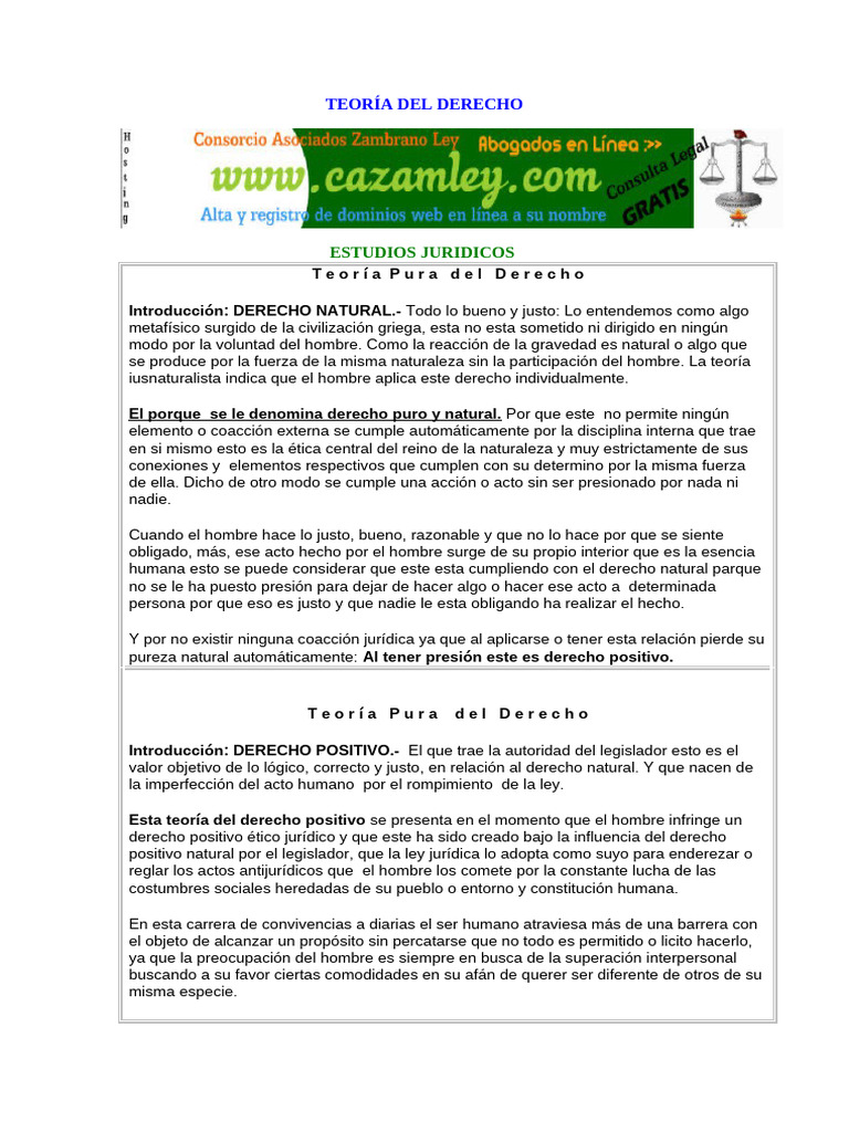 Teoría Del Derecho | PDF | La Ley natural | Justicia