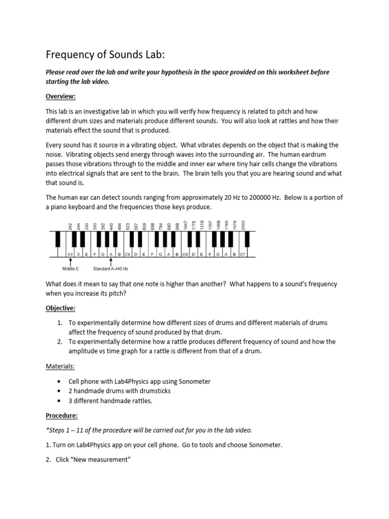 Frequency of Sound Lab | PDF | Sound | Ear