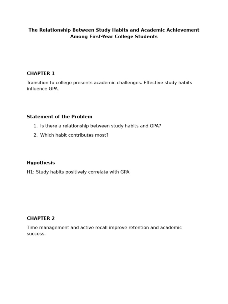 The Relationship Between Study Habits and Academic Achievement Among ...