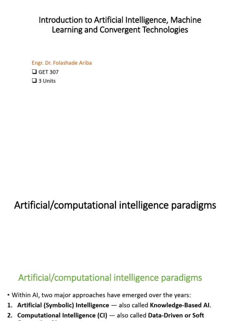 Artificial and Computational Intelligence Paradigms Lecture 2 | PDF ...
