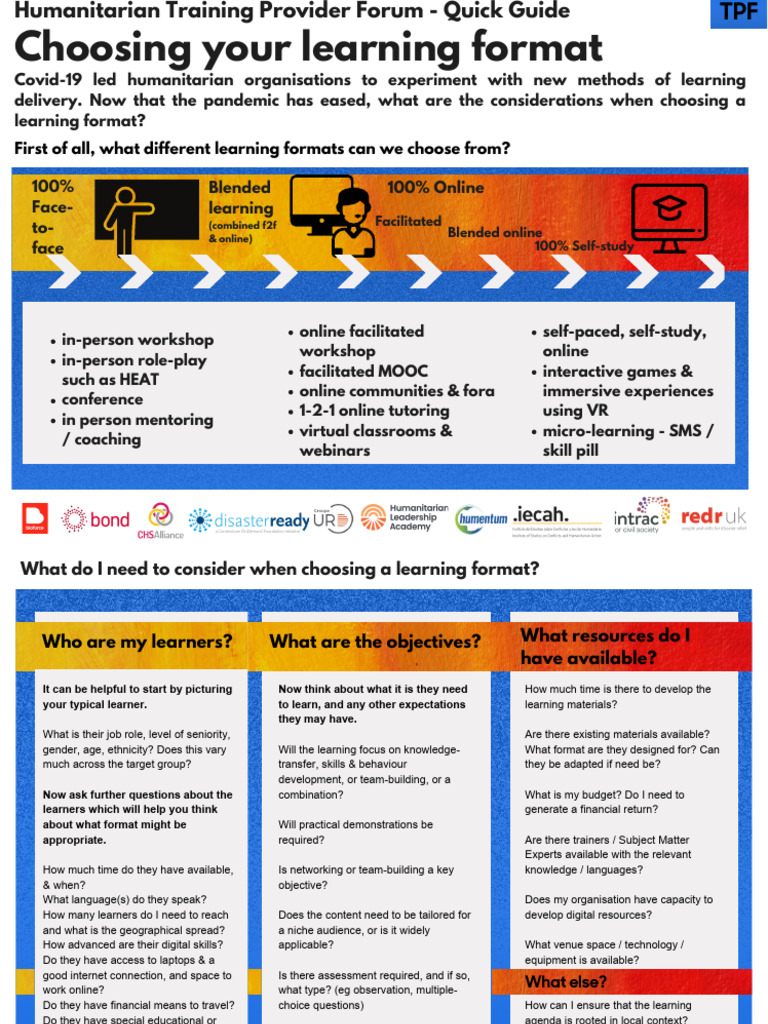 Humanitarian Learning Quick Guides 1 Choose Your Learning Format | PDF ...