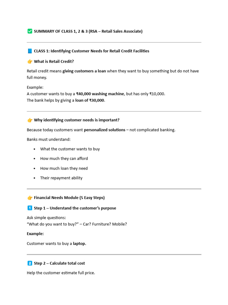 SEM 3 (Class 1 To 10) Summ.. | PDF | Credit | Finance & Money Management