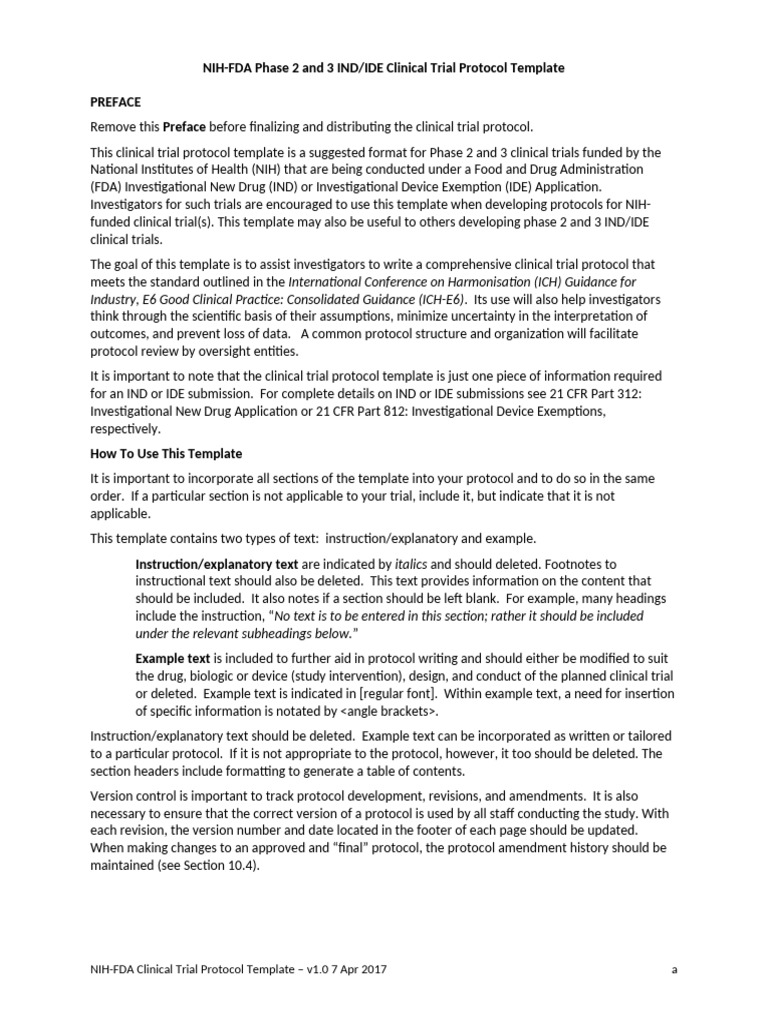 Protocol Template V1.0 040717 | PDF | Institutional Review Board ...
