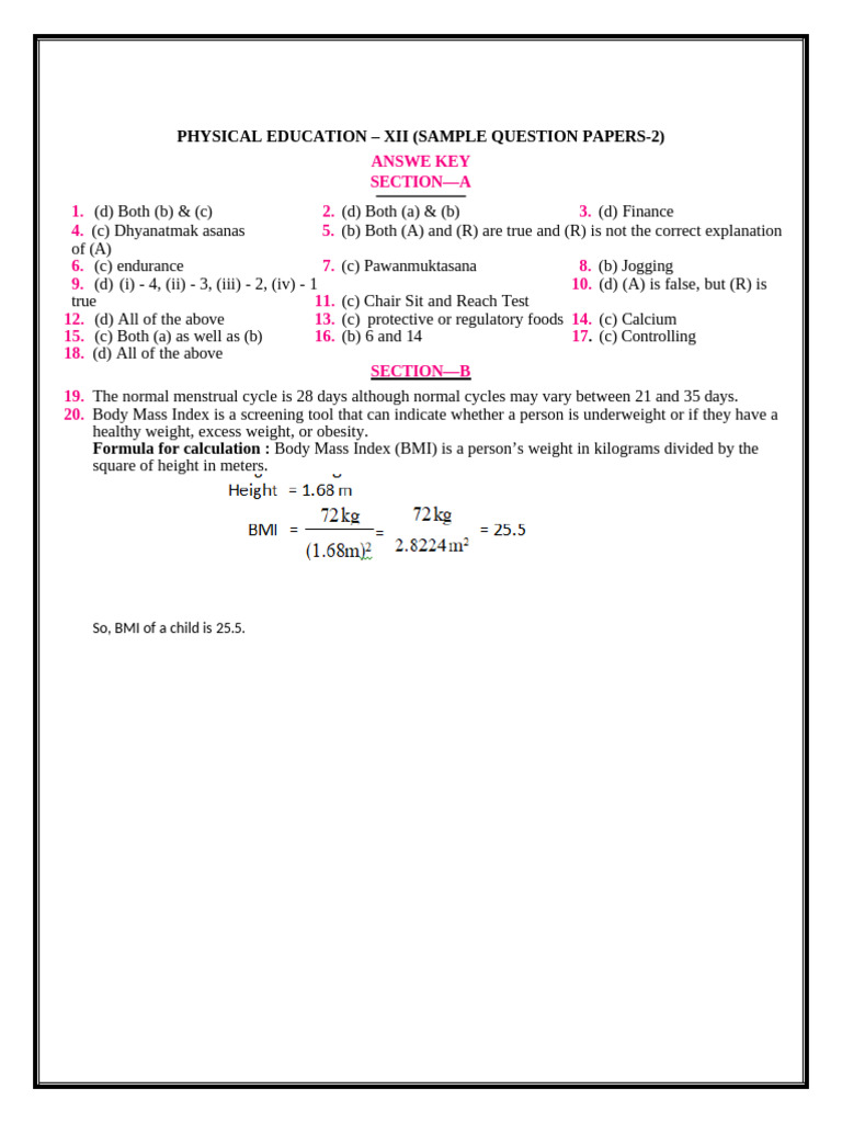 Pet Sample - Answer Key | PDF | Dieting | Food Energy
