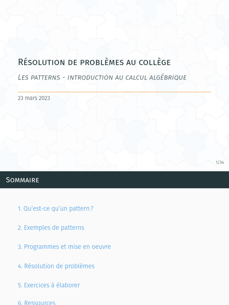 Les Patterns - Introduction L Alg Bre 15479 | PDF | Mathématiques