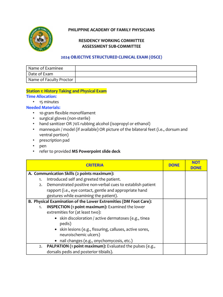 2024 Pafp Osce Checklist | PDF | Chronic Obstructive Pulmonary Disease ...