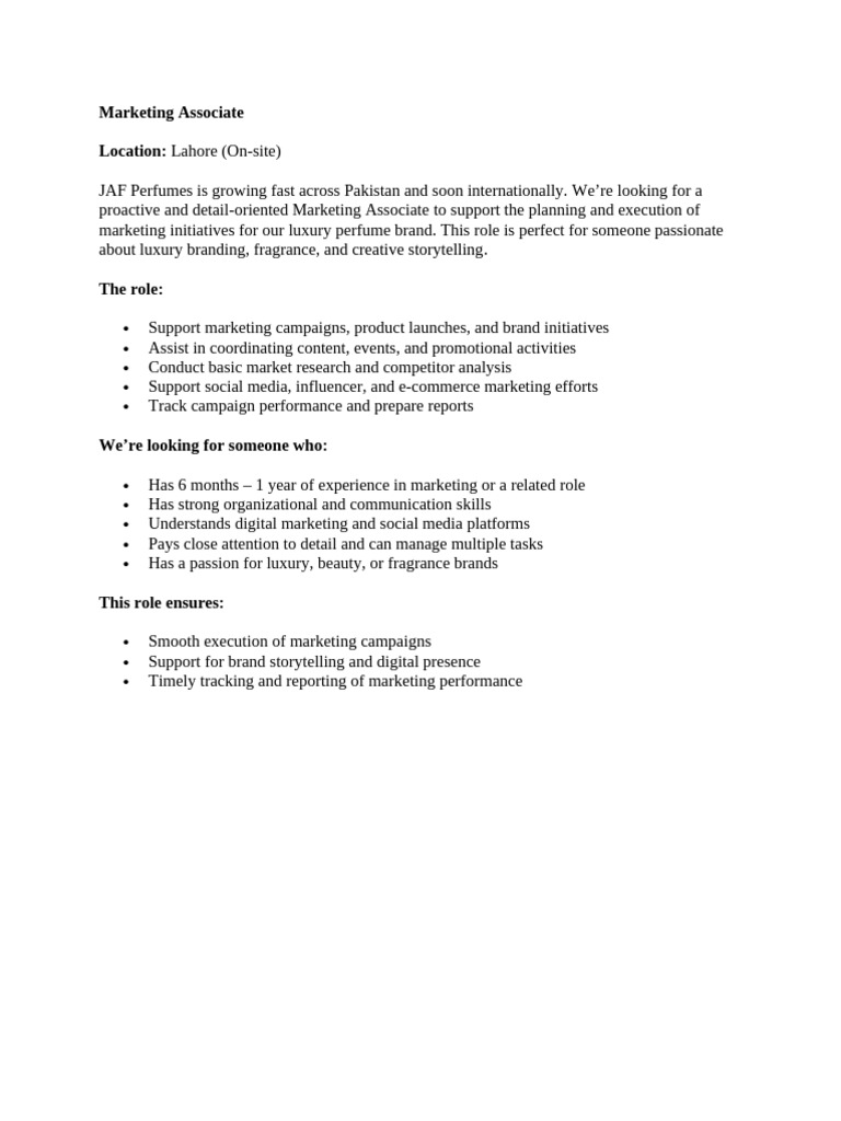 Marketing Associate | PDF