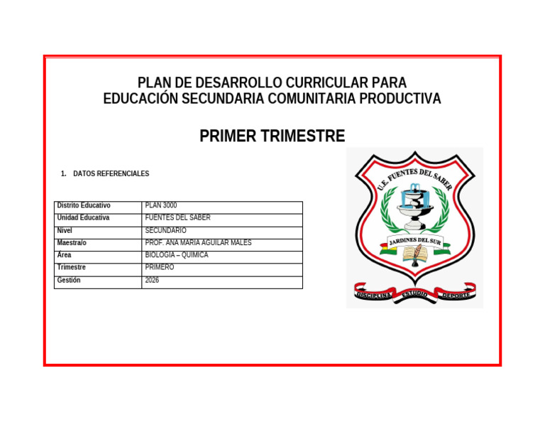 Plan de Desarrollo Curricular para | PDF