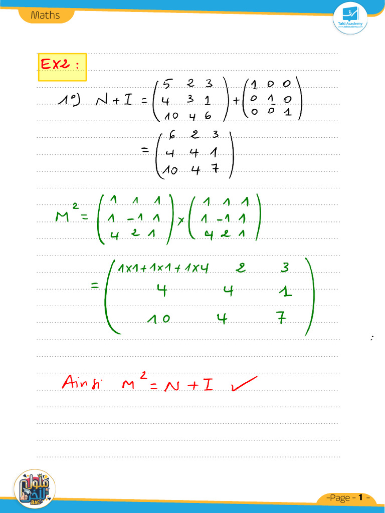 Correction Ex2 Matrice | PDF