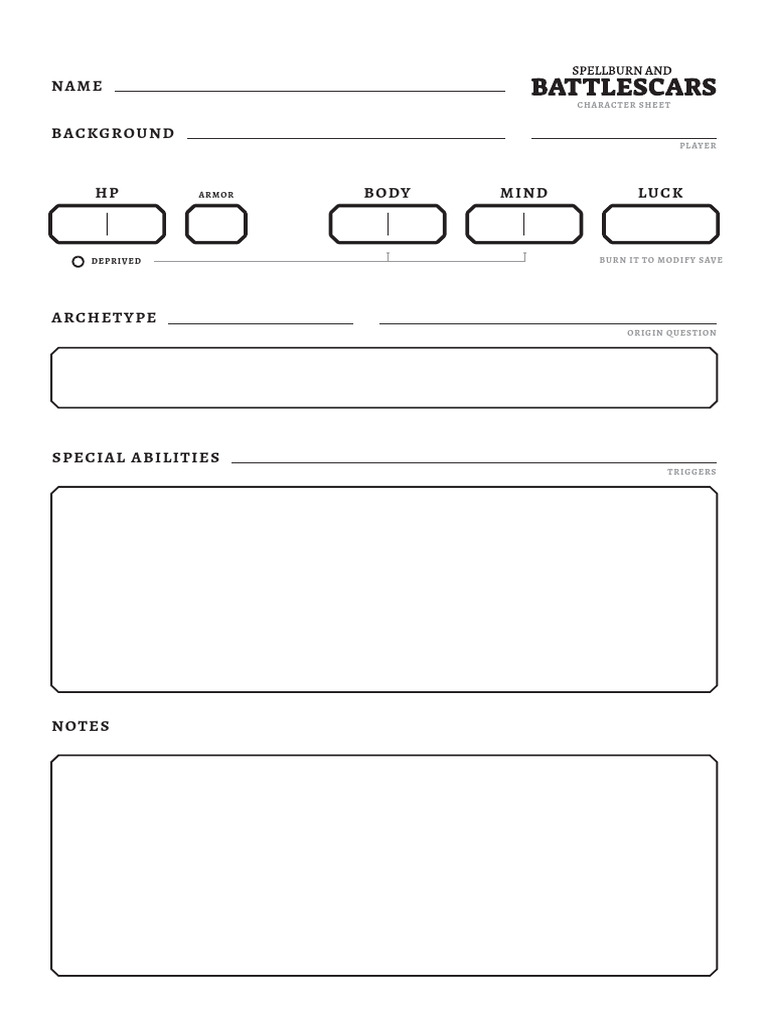 SAB (Character Sheet) | PDF