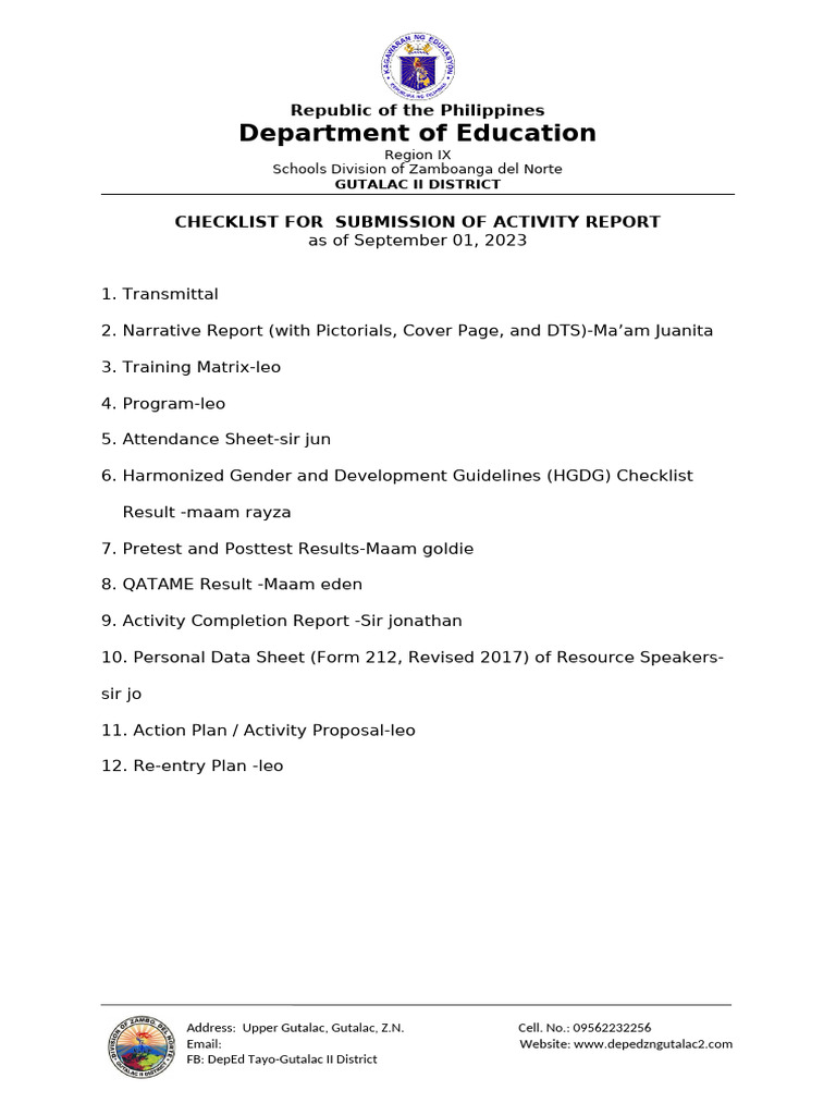 Acr Checklist | PDF