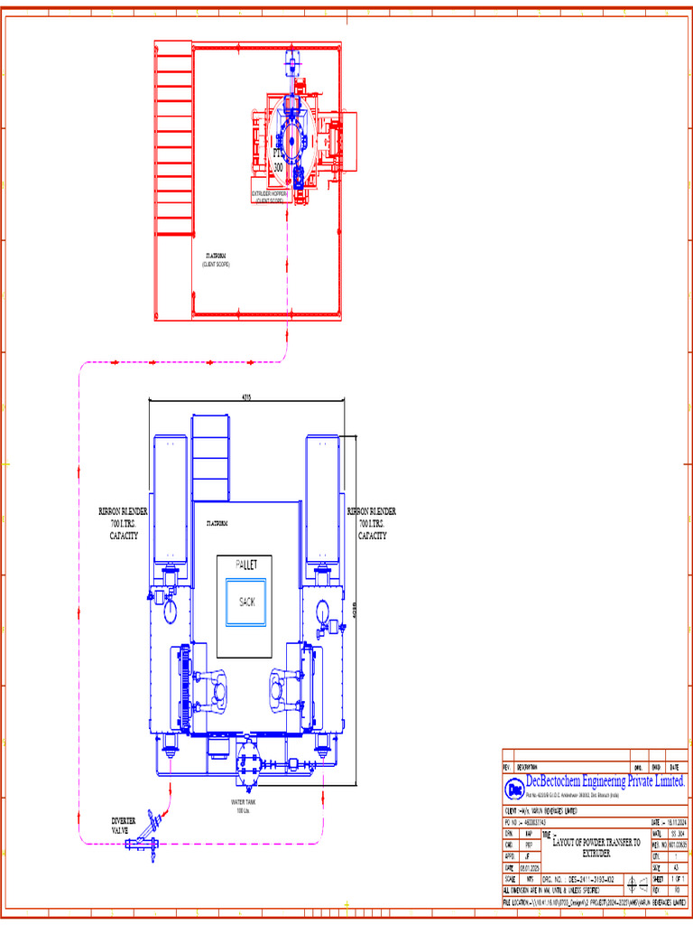 Des-2411-3193-I02 - r0 - (Layout of Powder Transfer To Extruder) | PDF
