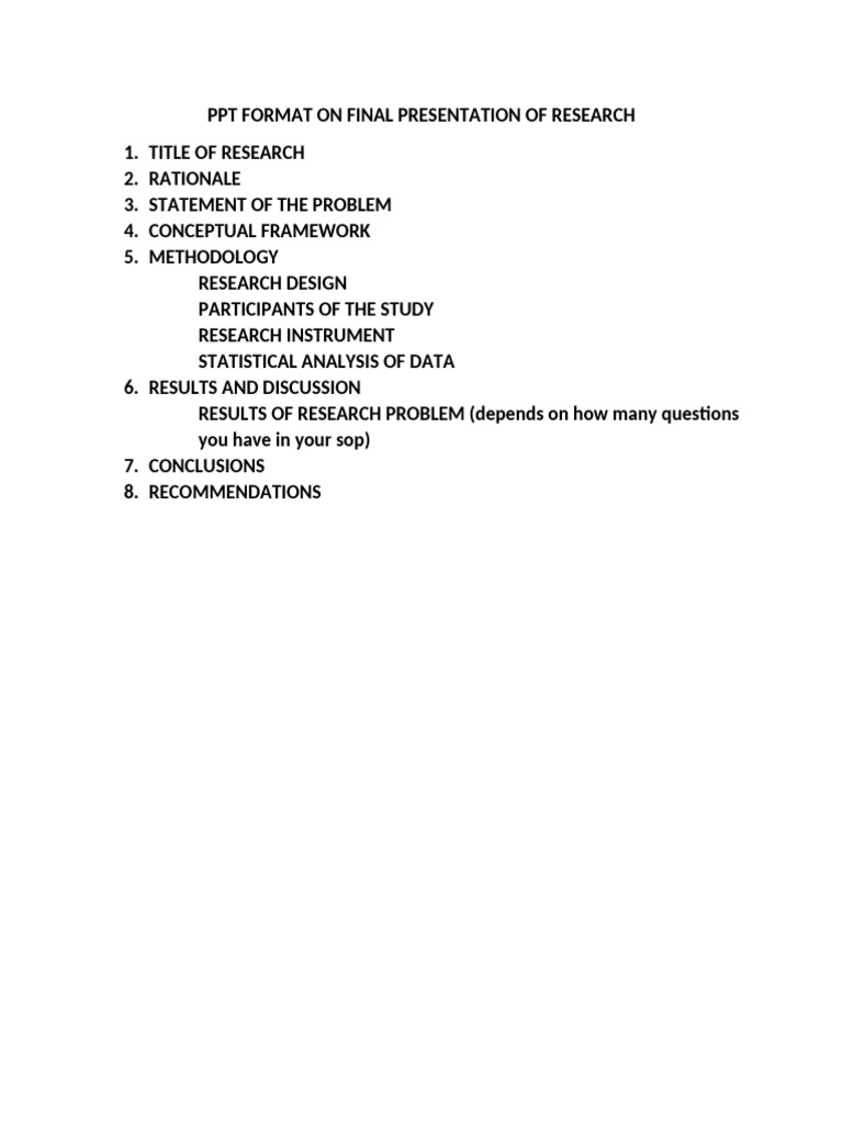 Format On Final Presentation of Research1 1 | PDF