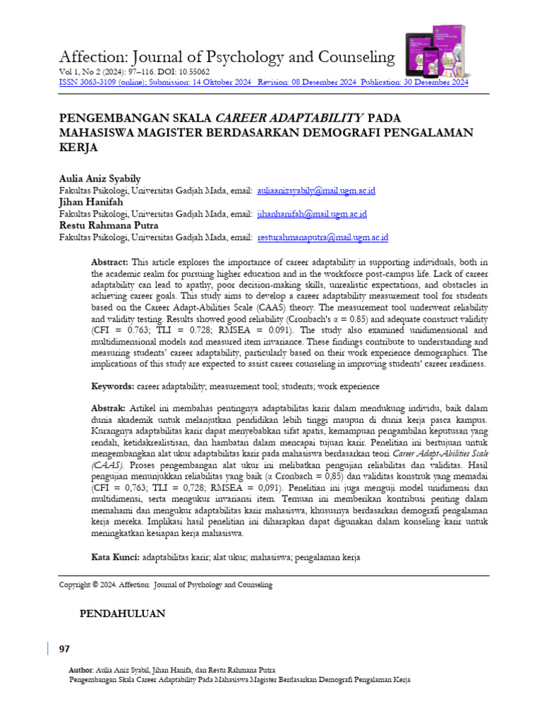 Career Adaptability Scale | PDF