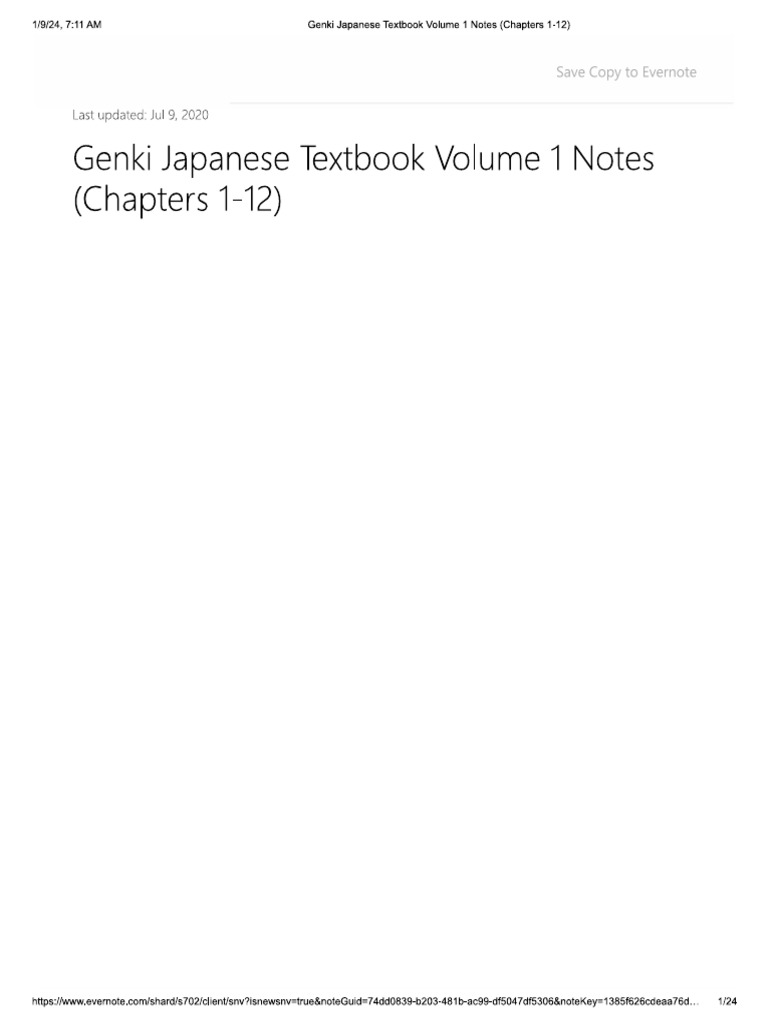 Genki 1 Grammar Notes | PDF