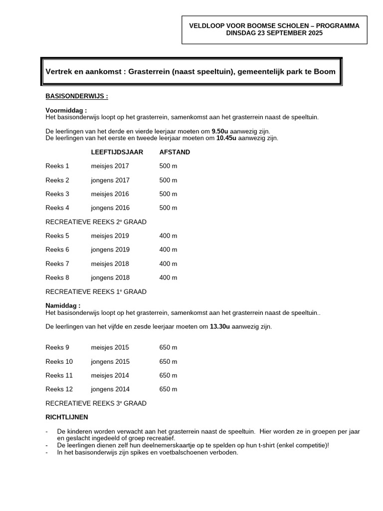 Programma Scholenveldloop 2025 1 | PDF