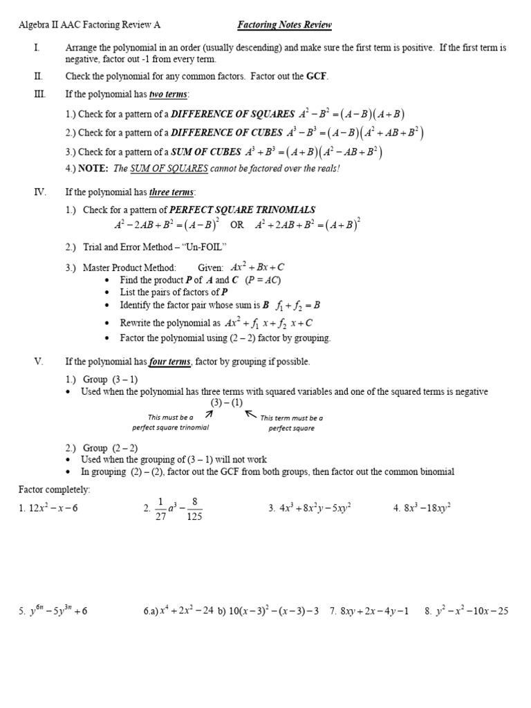 Factoring Review Examples | PDF