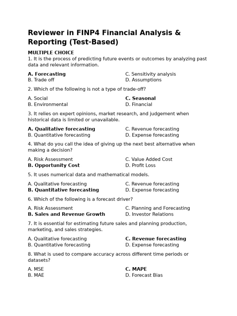 Reviewer in FINP4 Financial Analysis & Reporting - Final Term (Test ...